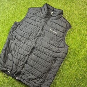 Columbia Omni-Heat Vest Mens Large Black Quilted Insulated Full Zip Puffer